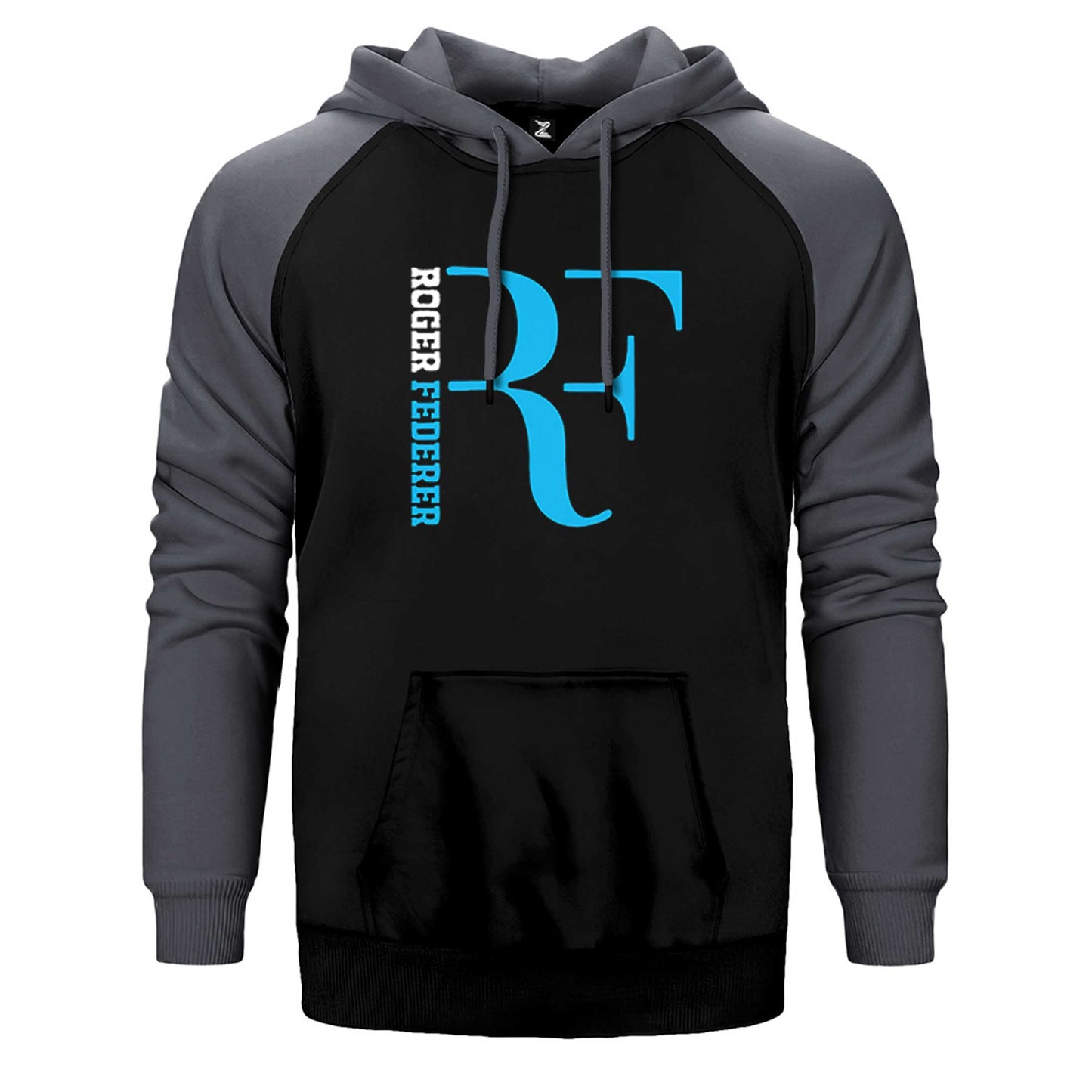 Roger Federer Blue Logo Çift Renk Reglan Kol Sweatshirt / Hoodie
