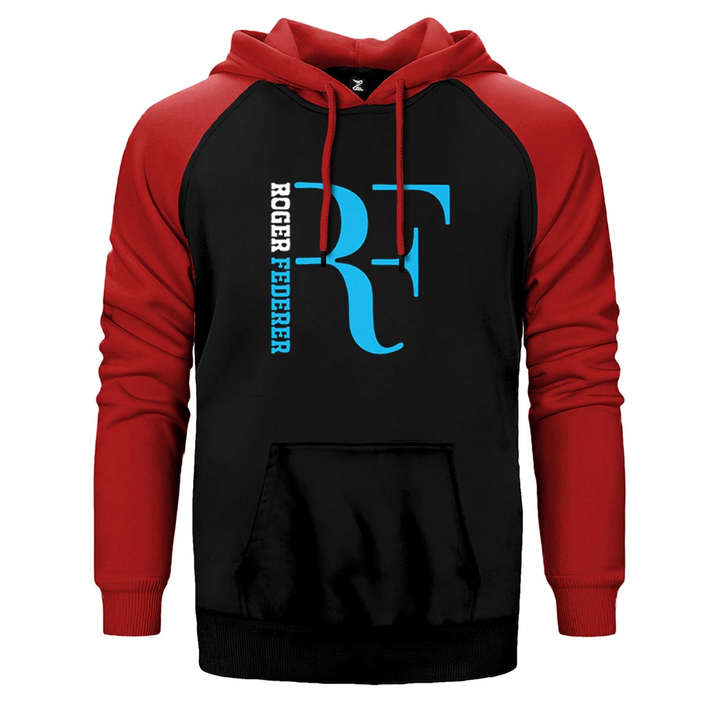 Roger Federer Blue Logo Çift Renk Reglan Kol Sweatshirt / Hoodie