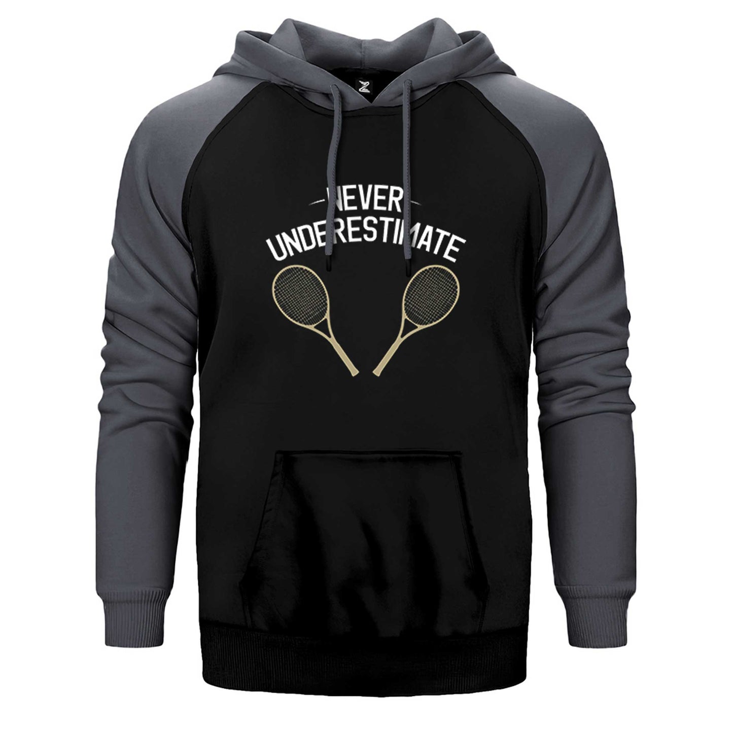 Tennis Never Underestimate Çift Renk Reglan Kol Sweatshirt / Hoodie