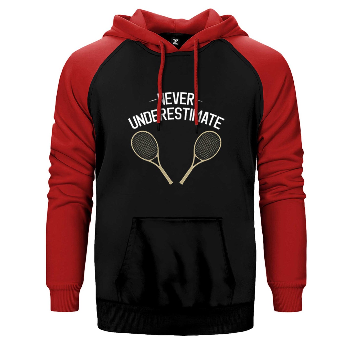 Tennis Never Underestimate Çift Renk Reglan Kol Sweatshirt / Hoodie