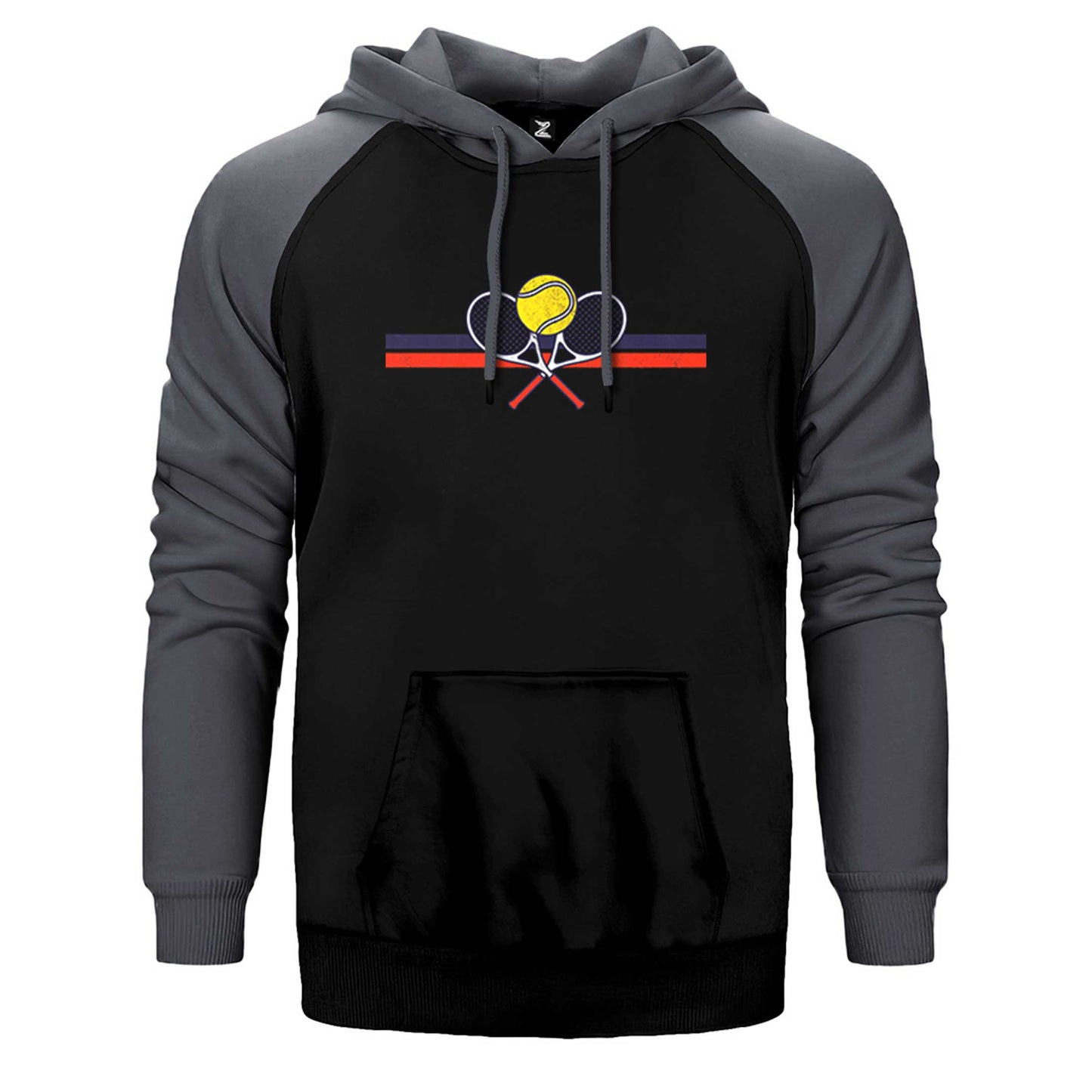 Tennis Racket Retro Çift Renk Reglan Kol Sweatshirt / Hoodie