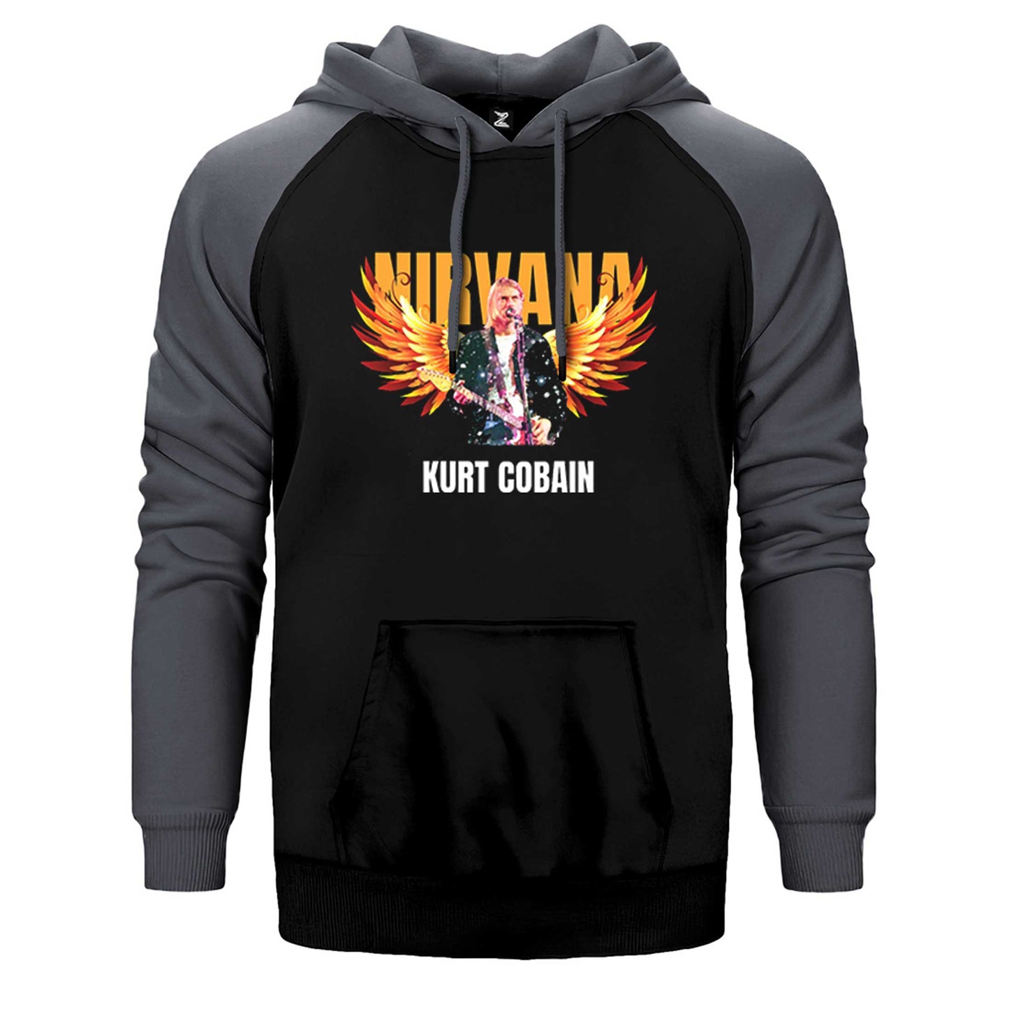 Nirvana Kurt Cobain Guitar Angel Çift Renk Reglan Kol Sweatshirt / Hoodie