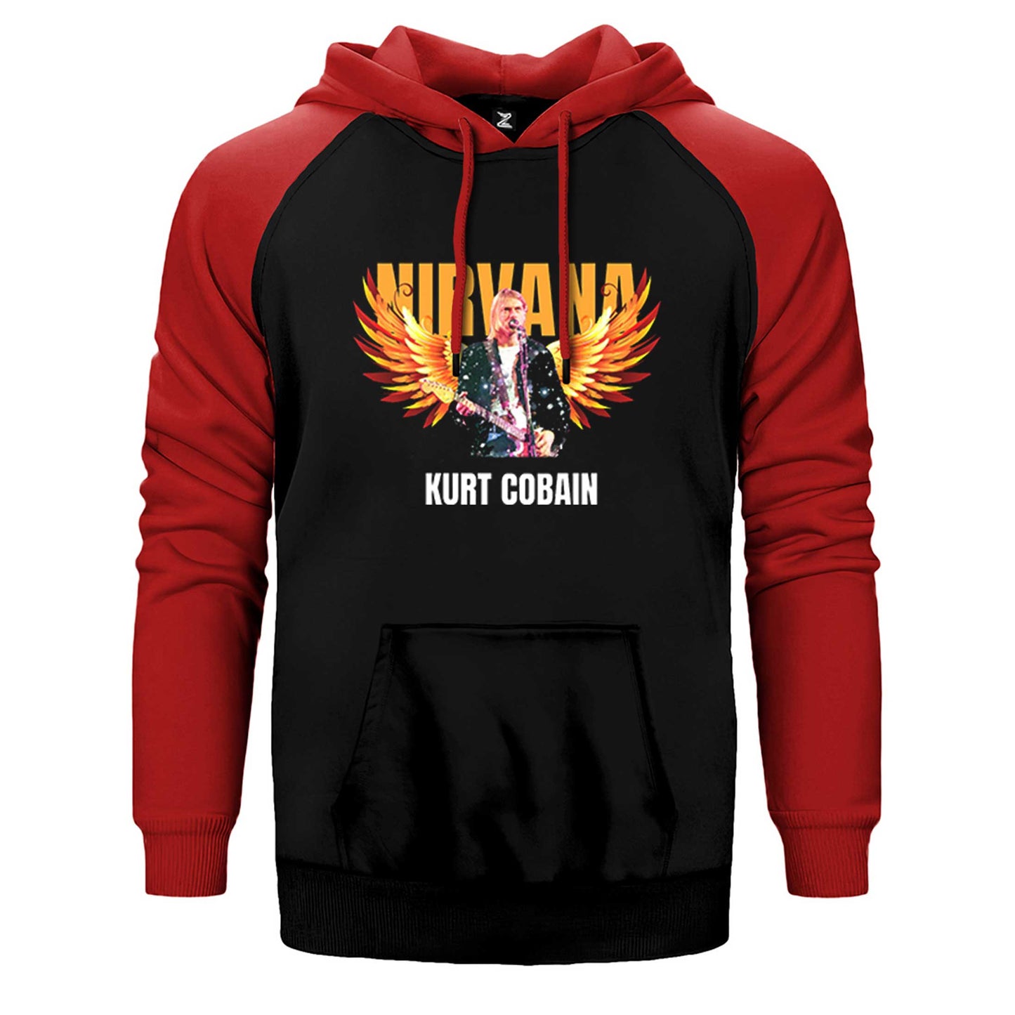 Nirvana Kurt Cobain Guitar Angel Çift Renk Reglan Kol Sweatshirt / Hoodie