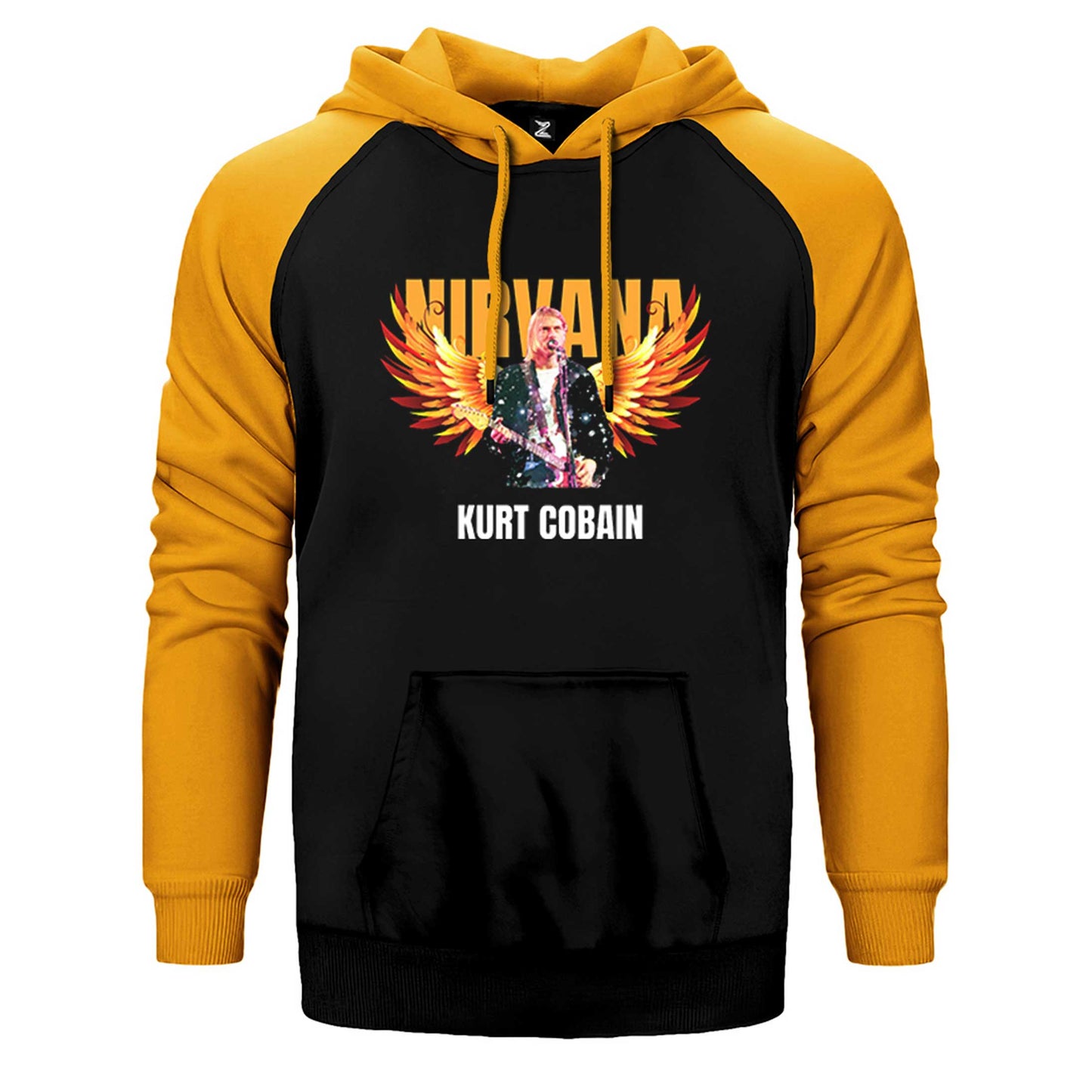 Nirvana Kurt Cobain Guitar Angel Çift Renk Reglan Kol Sweatshirt / Hoodie