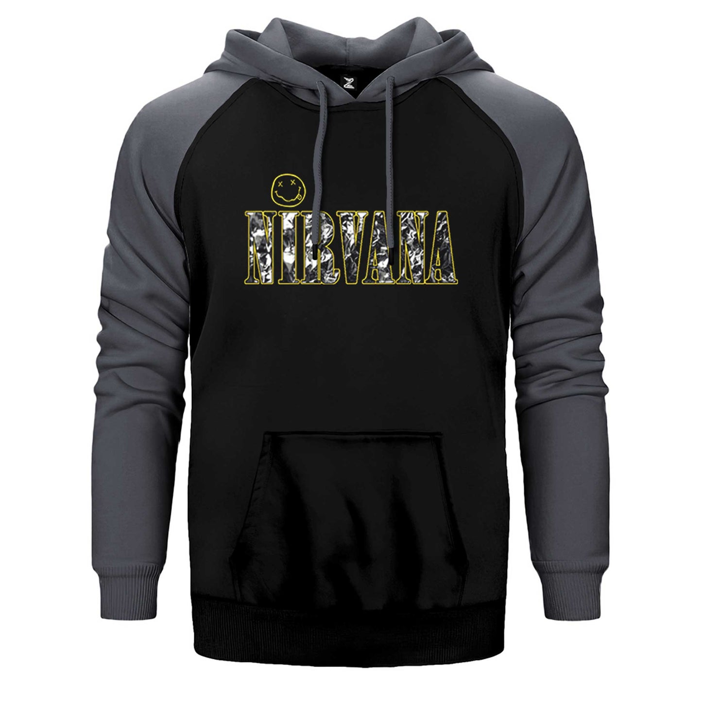 Nirvana Logo ve Yazı Çift Renk Reglan Kol Sweatshirt / Hoodie