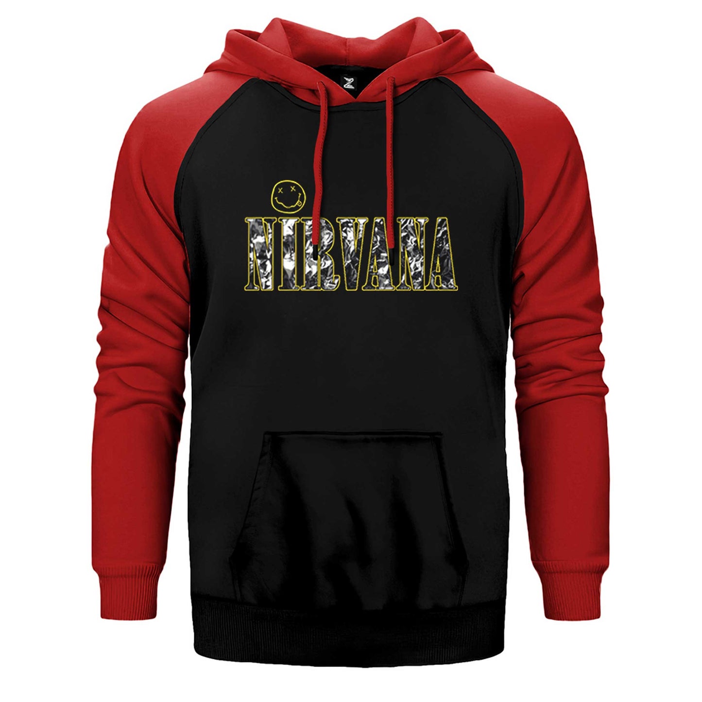 Nirvana Logo ve Yazı Çift Renk Reglan Kol Sweatshirt / Hoodie