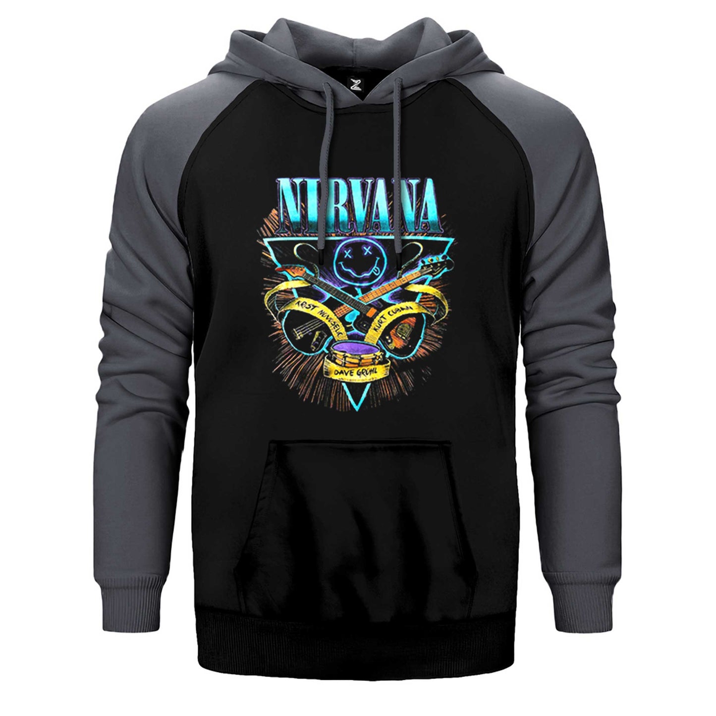 Nirvana Poster Çift Renk Reglan Kol Sweatshirt / Hoodie