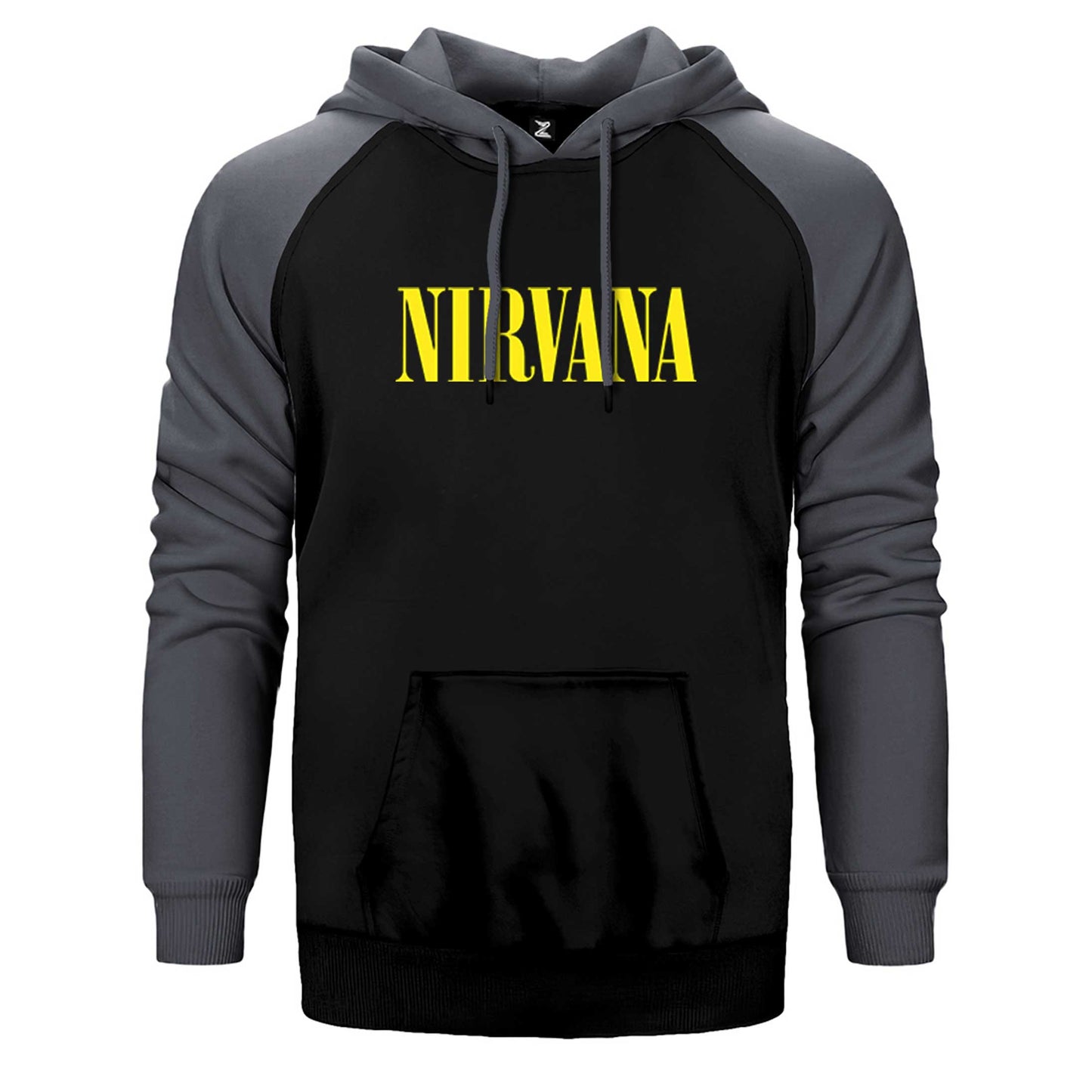 Nirvana Yazı Sarı Çift Renk Reglan Kol Sweatshirt / Hoodie