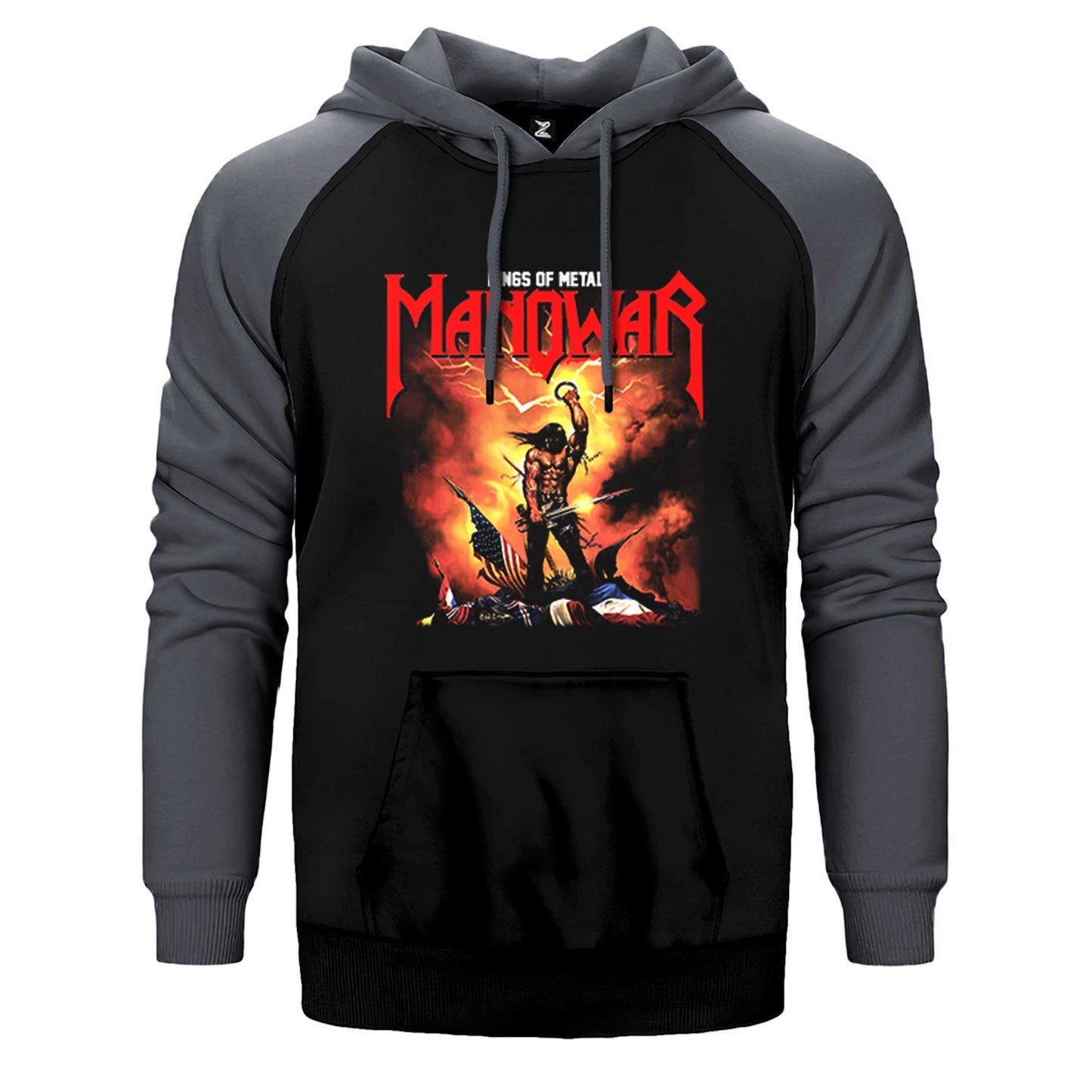 Manowar Kings of Metal Çift Renk Reglan Kol Sweatshirt / Hoodie