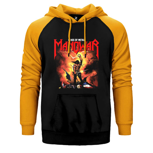 Manowar Kings of Metal Çift Renk Reglan Kol Sweatshirt / Hoodie