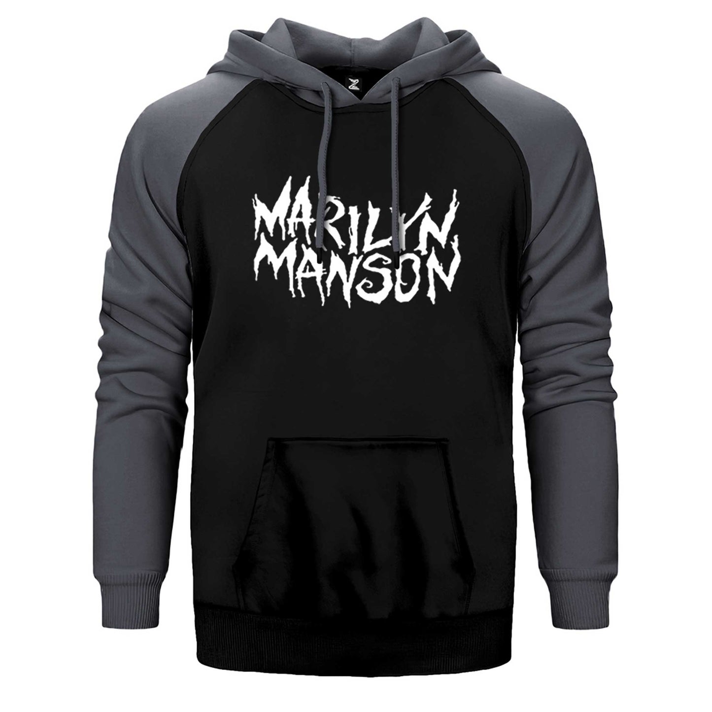 Marilyn Manson Iconic Text Çift Renk Reglan Kol Sweatshirt / Hoodie