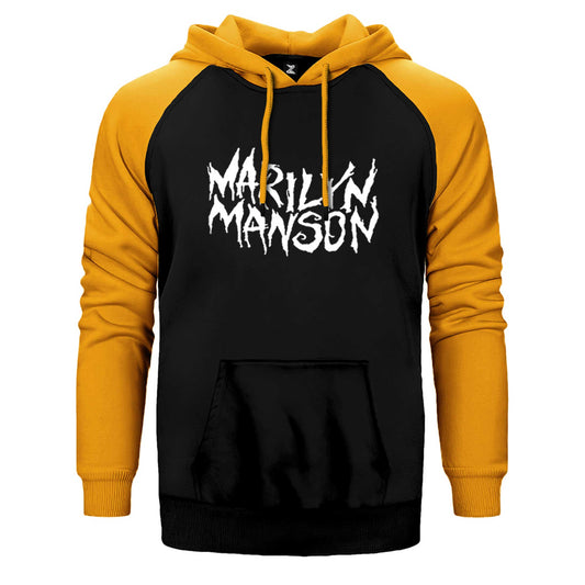 Marilyn Manson Iconic Text Çift Renk Reglan Kol Sweatshirt / Hoodie
