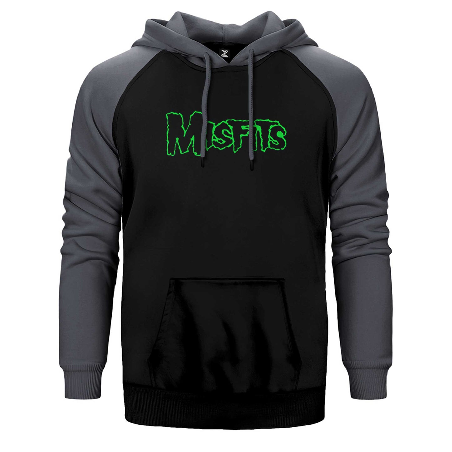 Misfits Logo Green Çift Renk Reglan Kol Sweatshirt / Hoodie