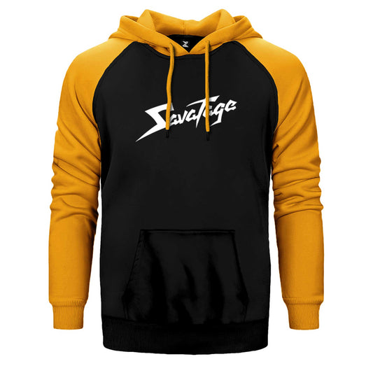 Savatage Logo Yazı Çift Renk Reglan Kol Sweatshirt / Hoodie