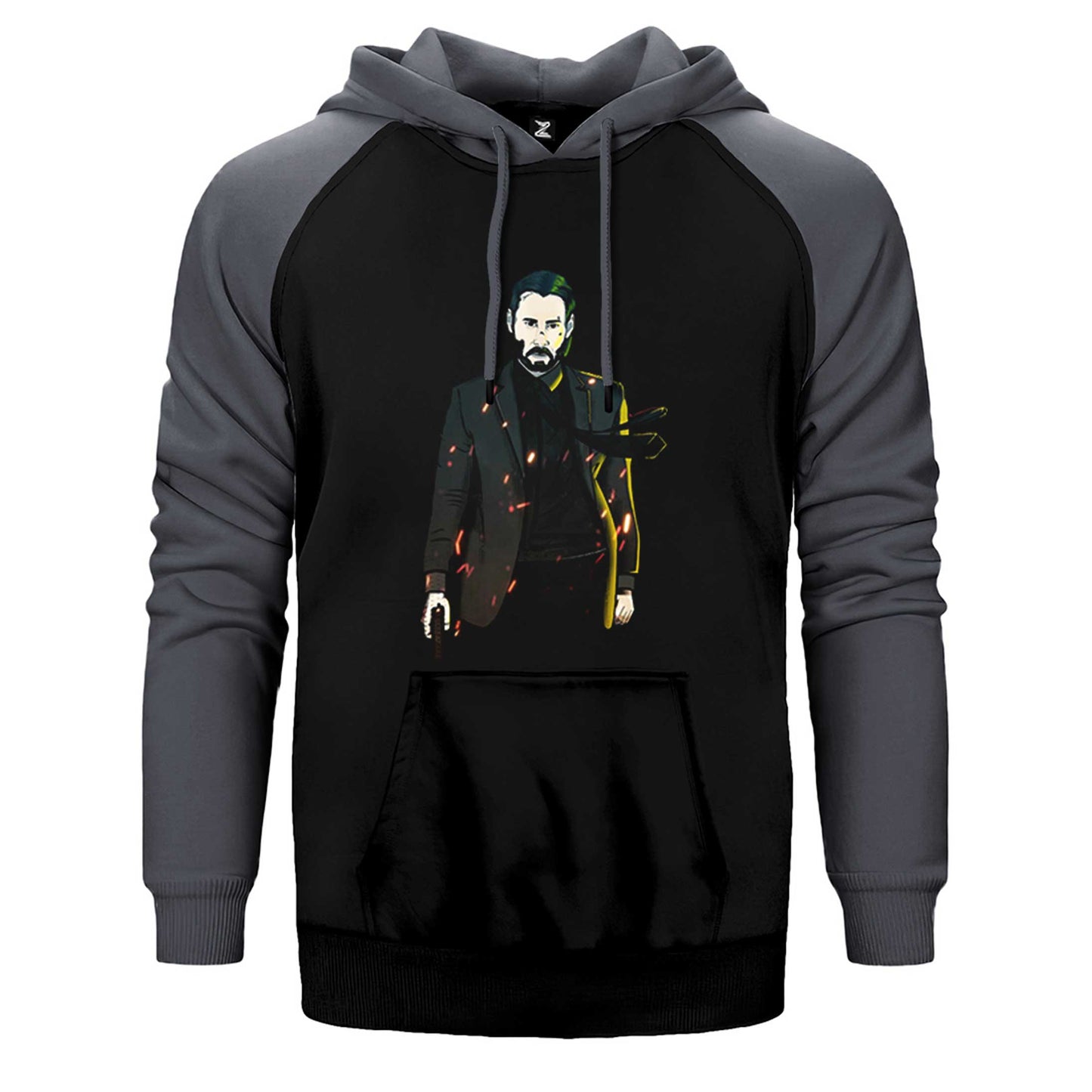 John Wick Graphic Design Çift Renk Reglan Kol Sweatshirt / Hoodie