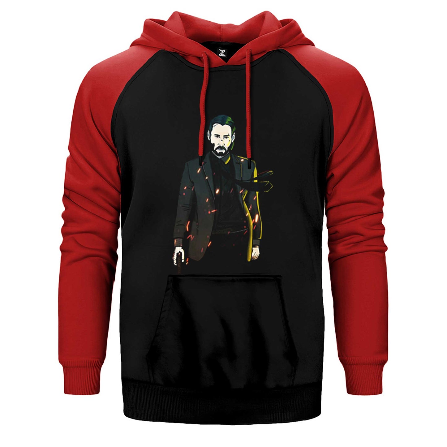 John Wick Graphic Design Çift Renk Reglan Kol Sweatshirt / Hoodie