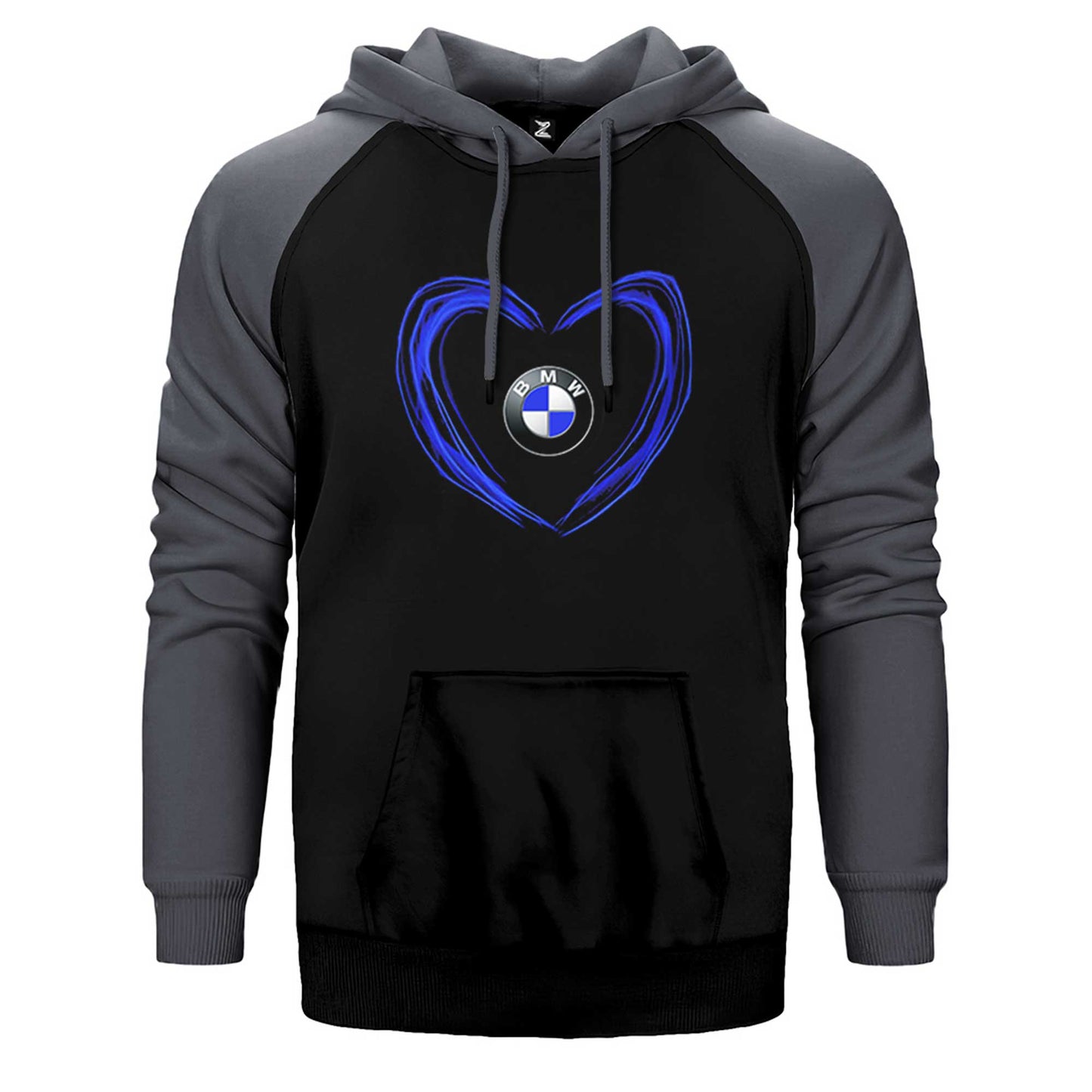 BMW Heart Logo Çift Renk Reglan Kol Sweatshirt / Hoodie