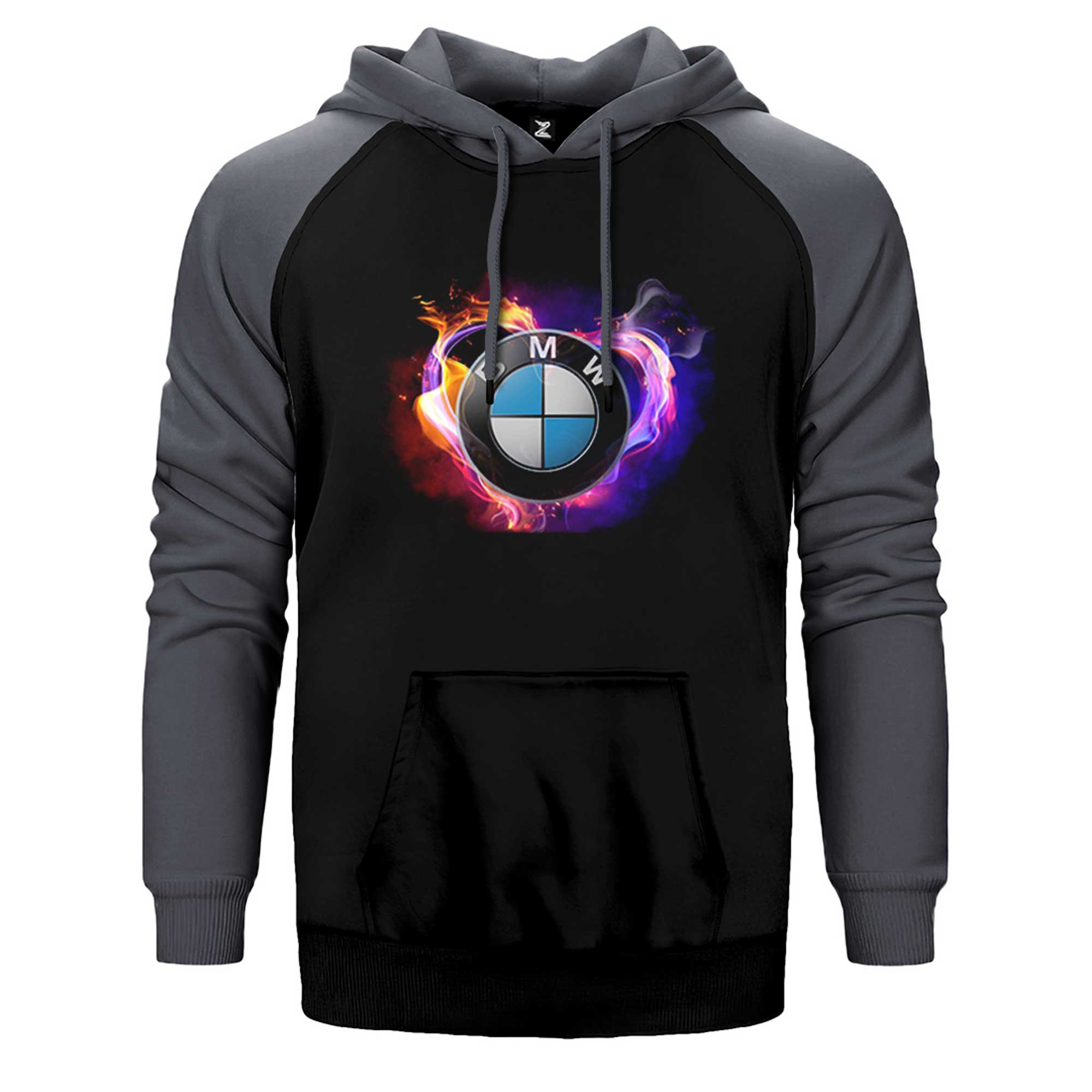 BMW Heart Colorful Logo Çift Renk Reglan Kol Sweatshirt / Hoodie