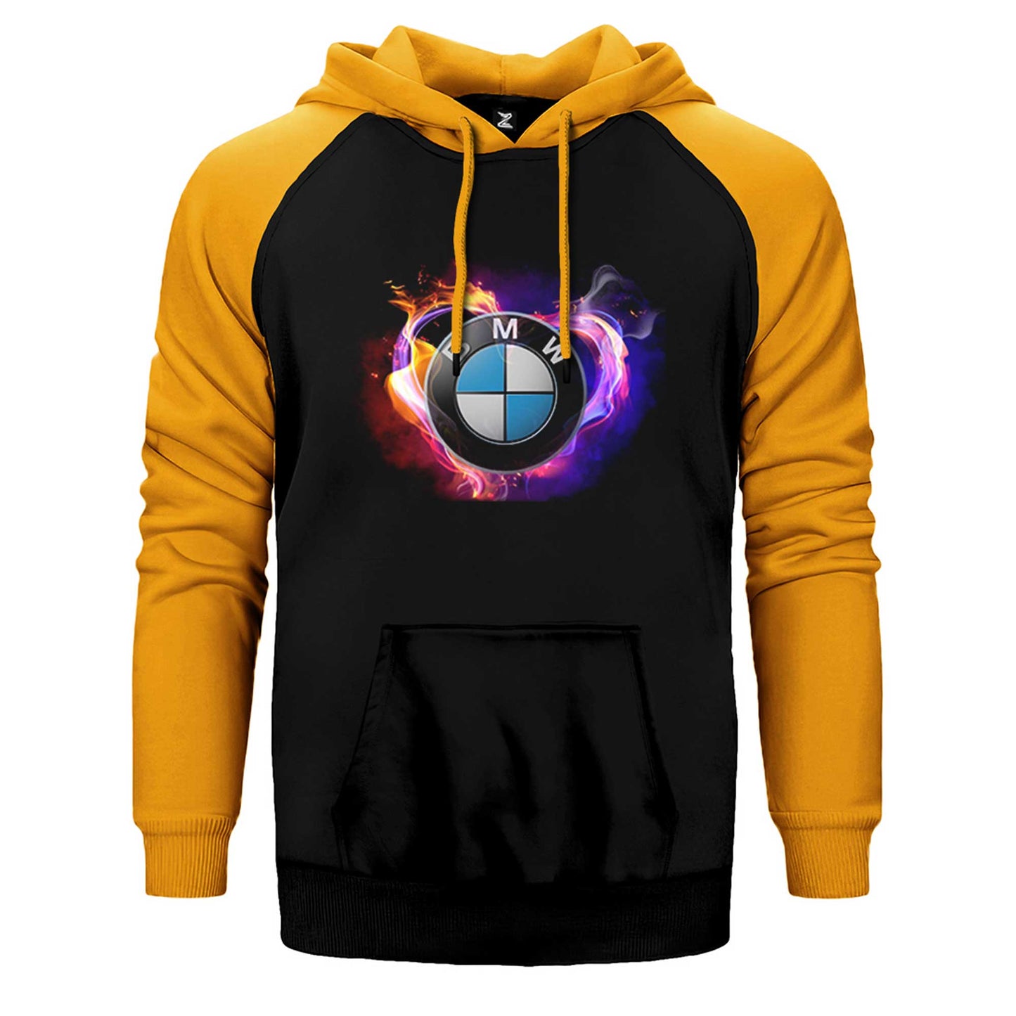 BMW Heart Colorful Logo Çift Renk Reglan Kol Sweatshirt / Hoodie