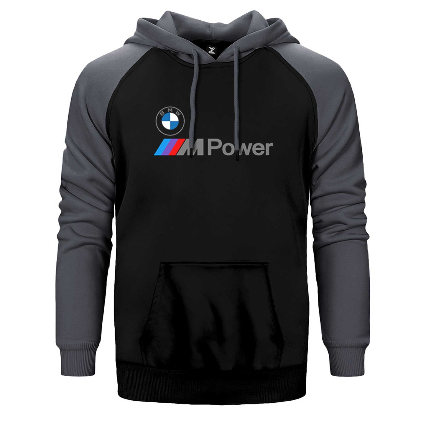 BMW Logo M Power Yazı Çift Renk Reglan Kol Sweatshirt / Hoodie