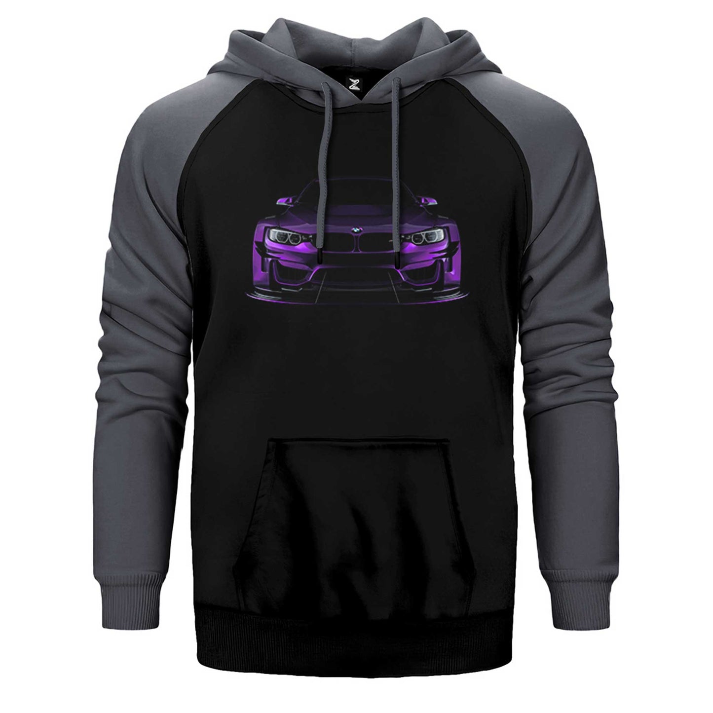 BMW Violet Car Çift Renk Reglan Kol Sweatshirt / Hoodie