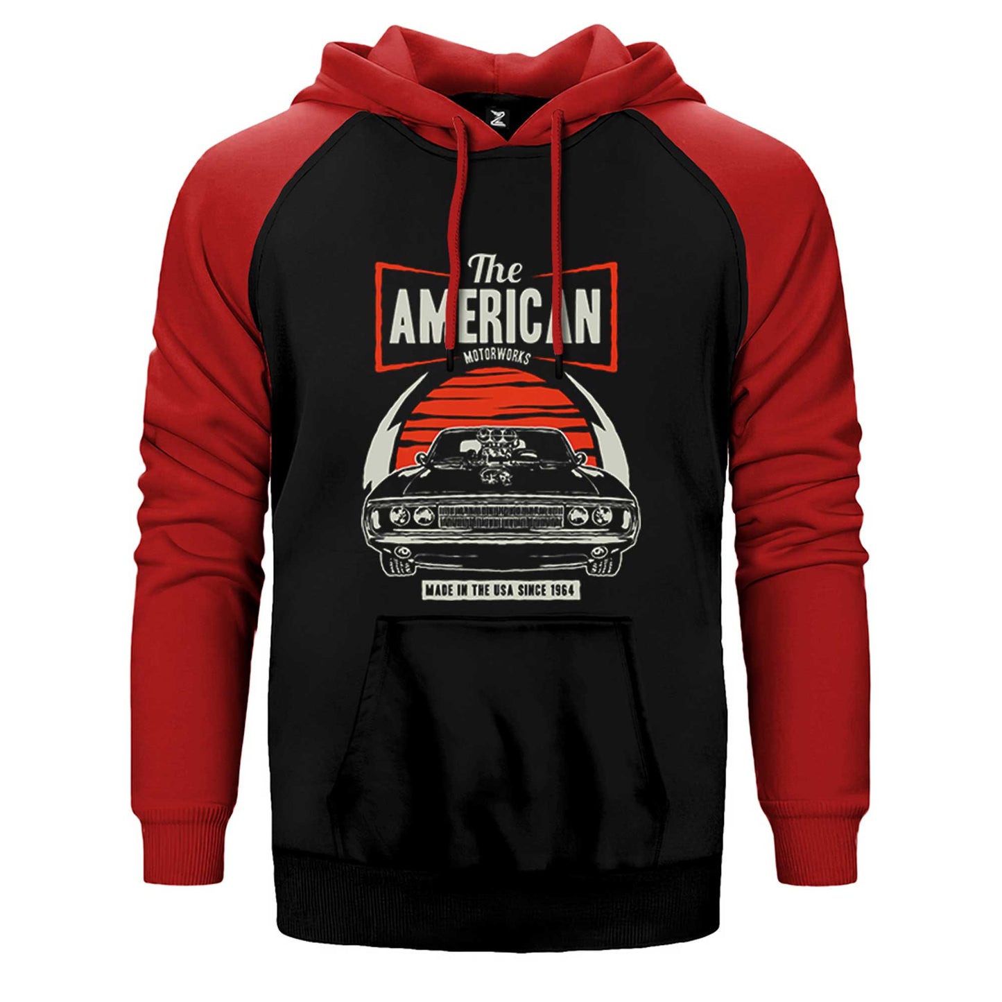 Amerikan Muscle Car Çift Renk Reglan Kol Sweatshirt / Hoodie