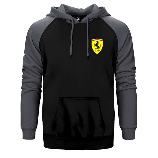 Ferrari Logo Çift Renk Reglan Kol Sweatshirt / Hoodie