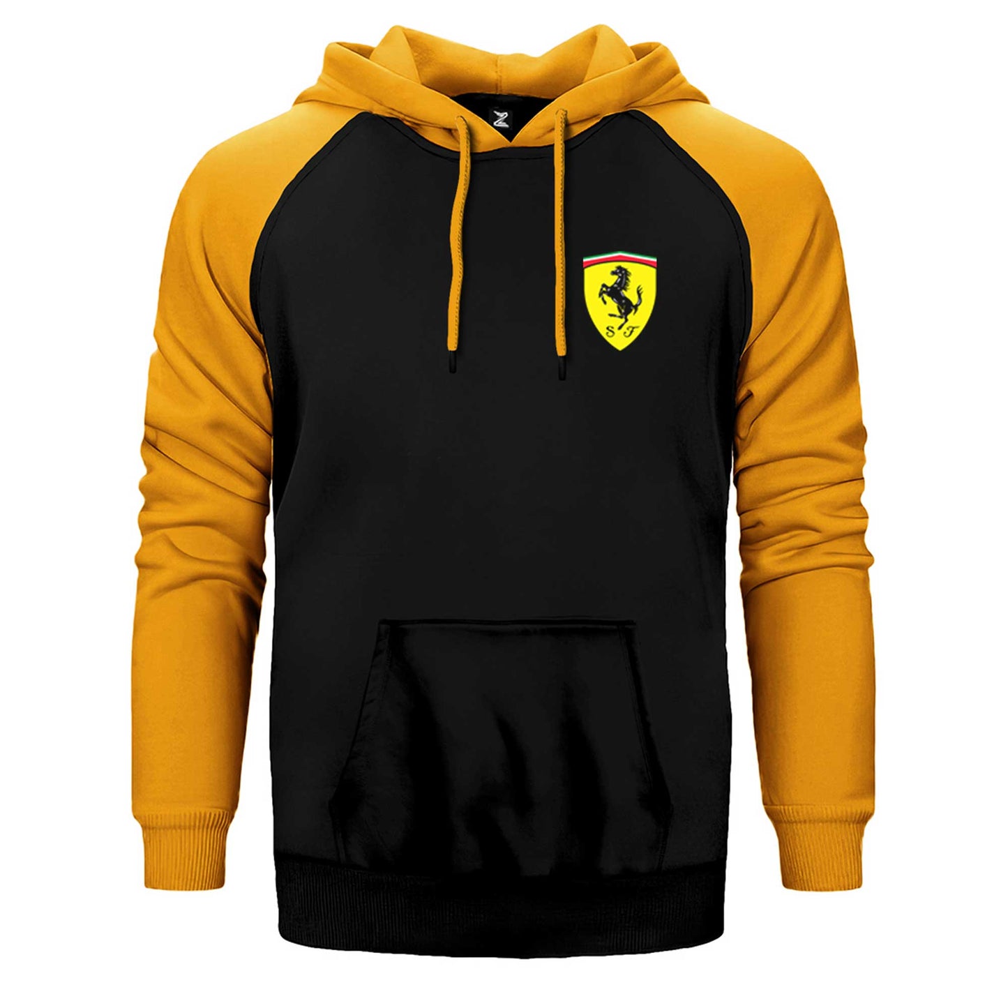 Ferrari Logo Çift Renk Reglan Kol Sweatshirt / Hoodie