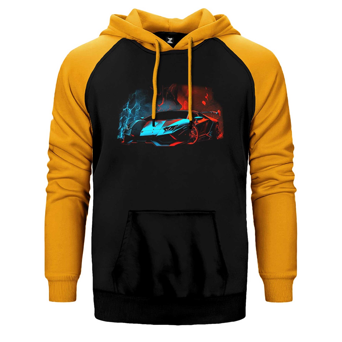 Lamborghini Blue Red Neon Çift Renk Reglan Kol Sweatshirt / Hoodie
