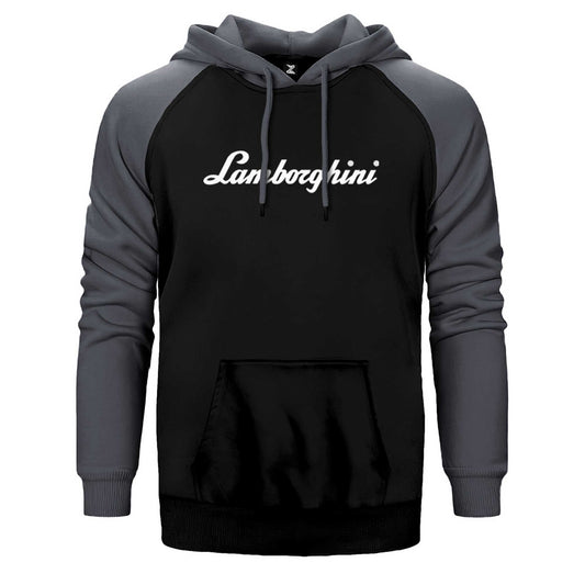 Lamborghini Text Çift Renk Reglan Kol Sweatshirt / Hoodie