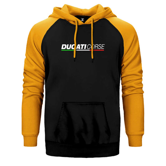 Ducati Corse Text Çift Renk Reglan Kol Sweatshirt / Hoodie