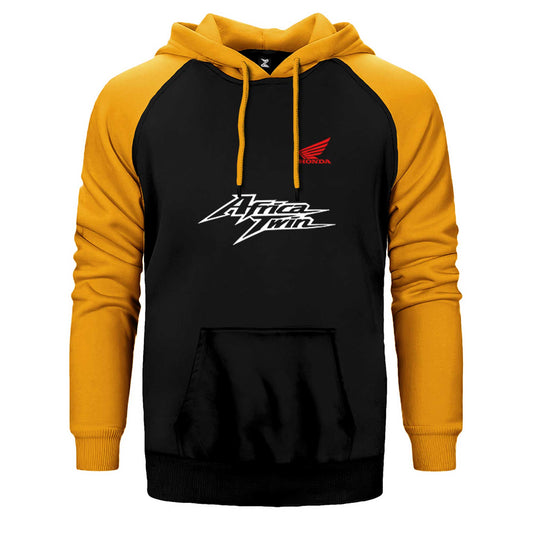 Honda Logo Africa Twin Text Çift Renk Reglan Kol Sweatshirt / Hoodie