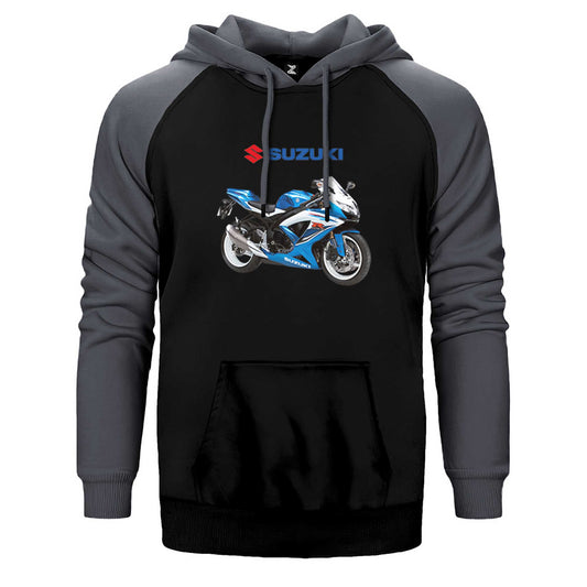 Suzuki GSX R600 Çift Renk Reglan Kol Sweatshirt / Hoodie