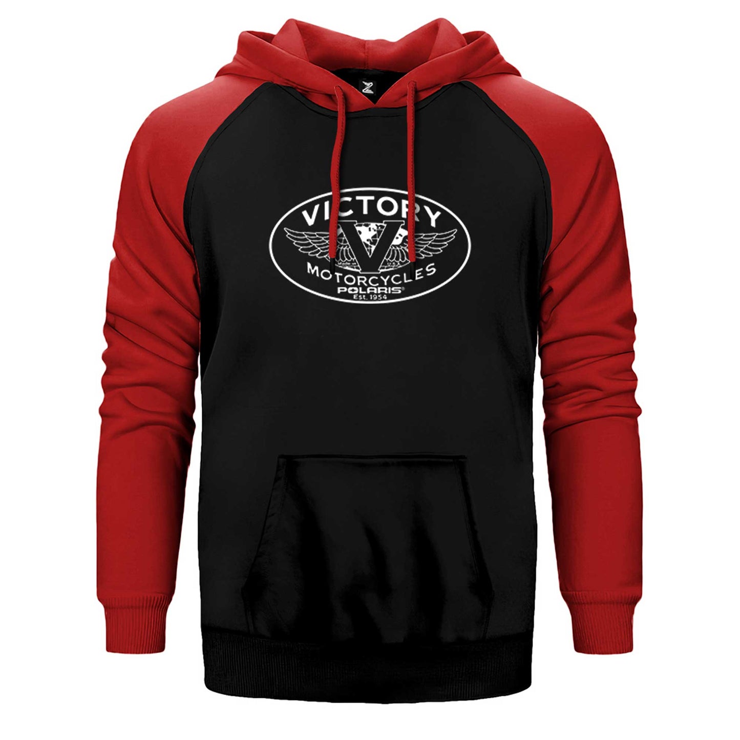 Victory Motorcycles Polaris Logo Çift Renk Reglan Kol Sweatshirt / Hoodie