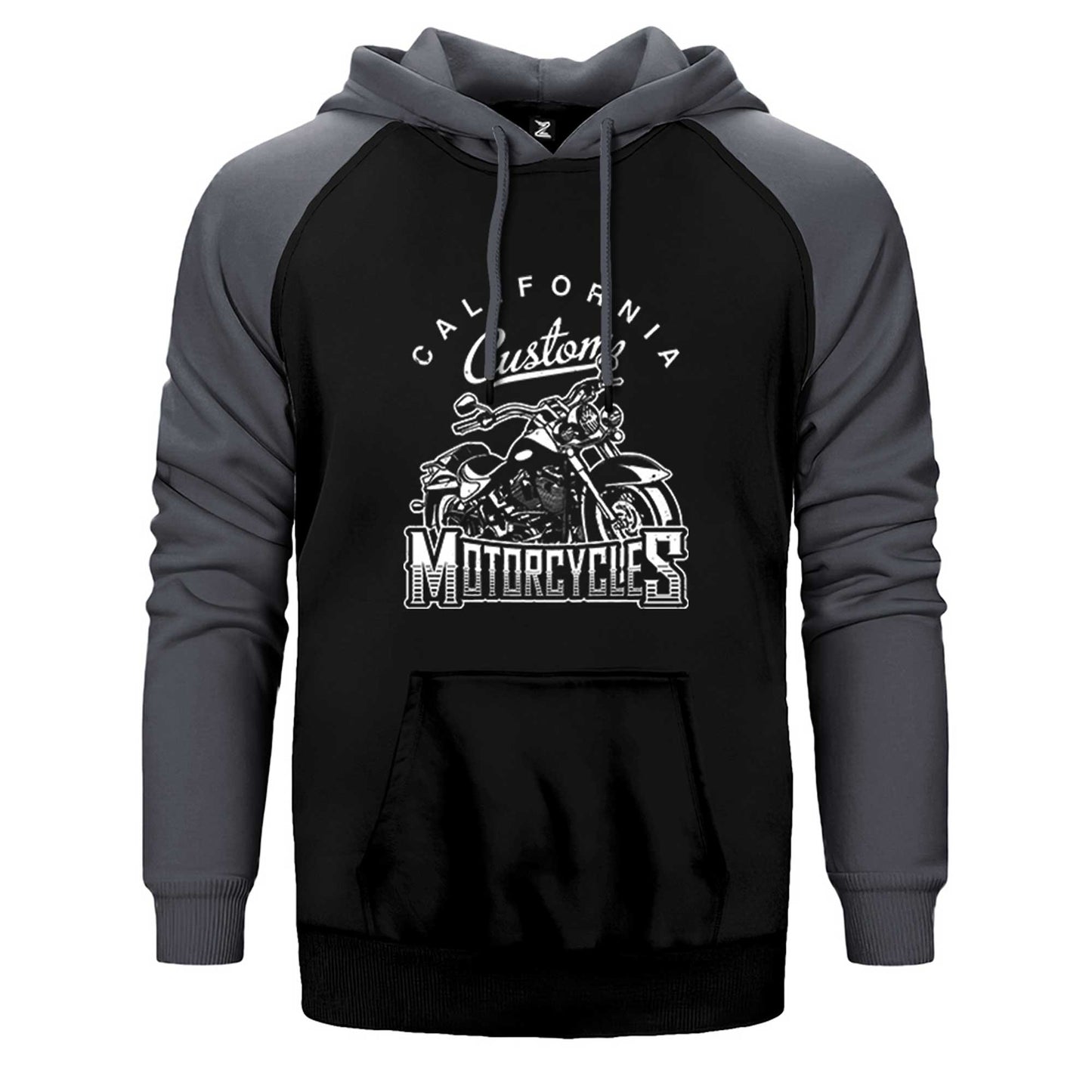California Custom Motorcycles Çift Renk Reglan Kol Sweatshirt / Hoodie