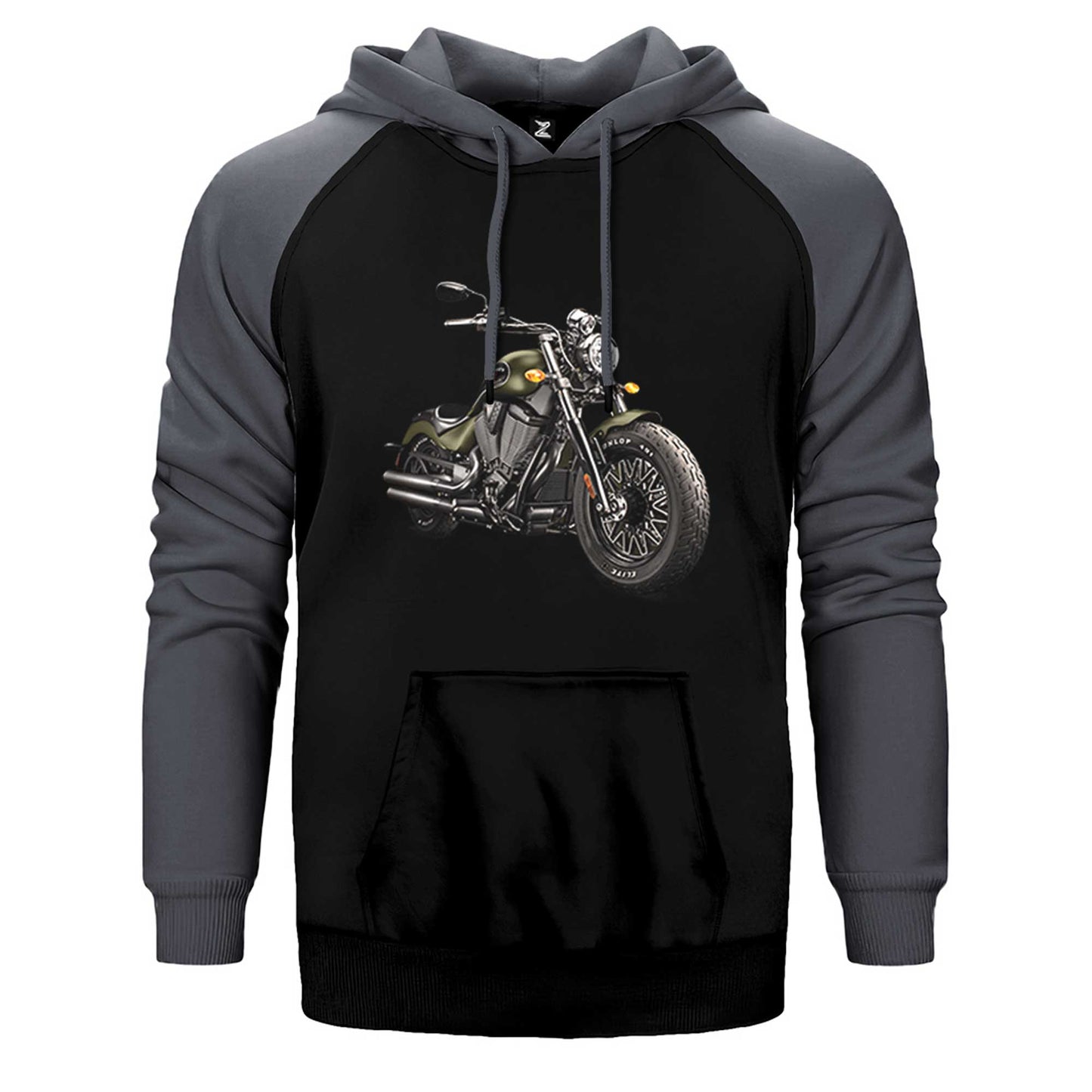 Kruvazör Motosiklet Çift Renk Reglan Kol Sweatshirt / Hoodie