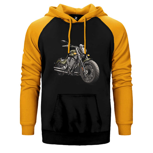 Kruvazör Motosiklet Çift Renk Reglan Kol Sweatshirt / Hoodie