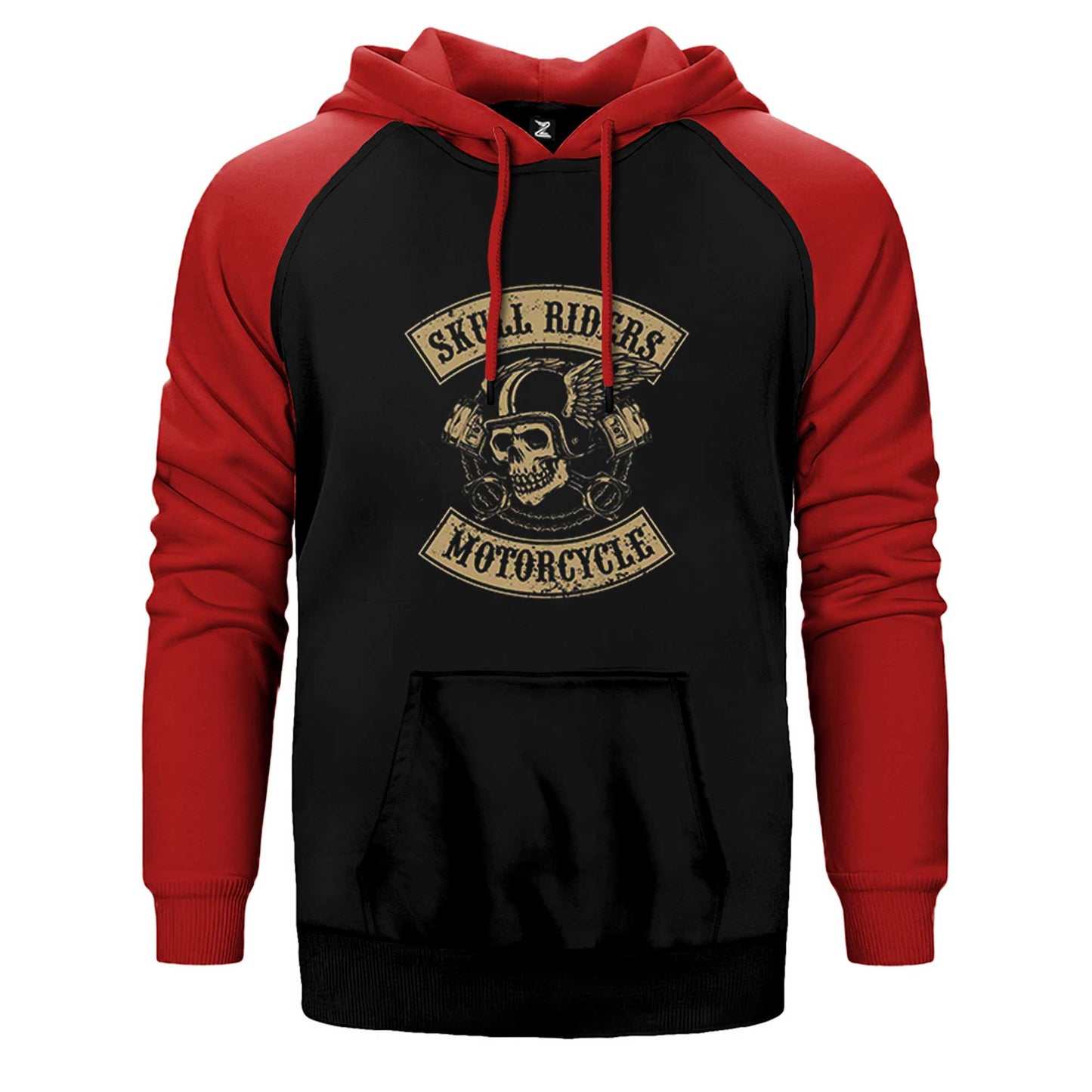 Moto Skull Riders Motorcycle Çift Renk Reglan Kol Sweatshirt / Hoodie