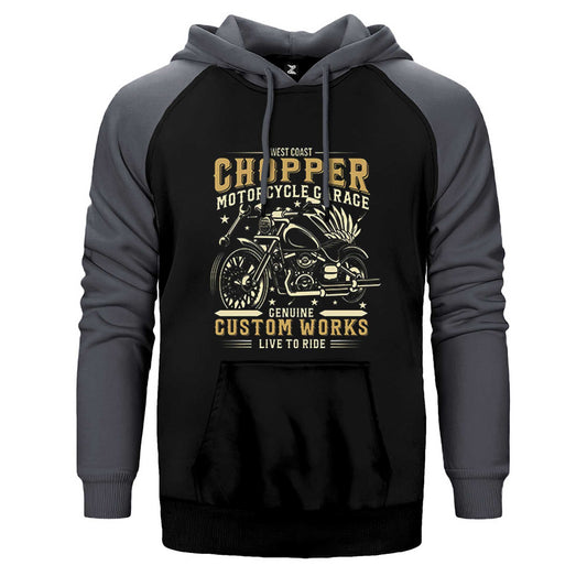 West Coast Chopper Motorcycle Çift Renk Reglan Kol Sweatshirt / Hoodie