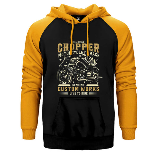 West Coast Chopper Motorcycle Çift Renk Reglan Kol Sweatshirt / Hoodie