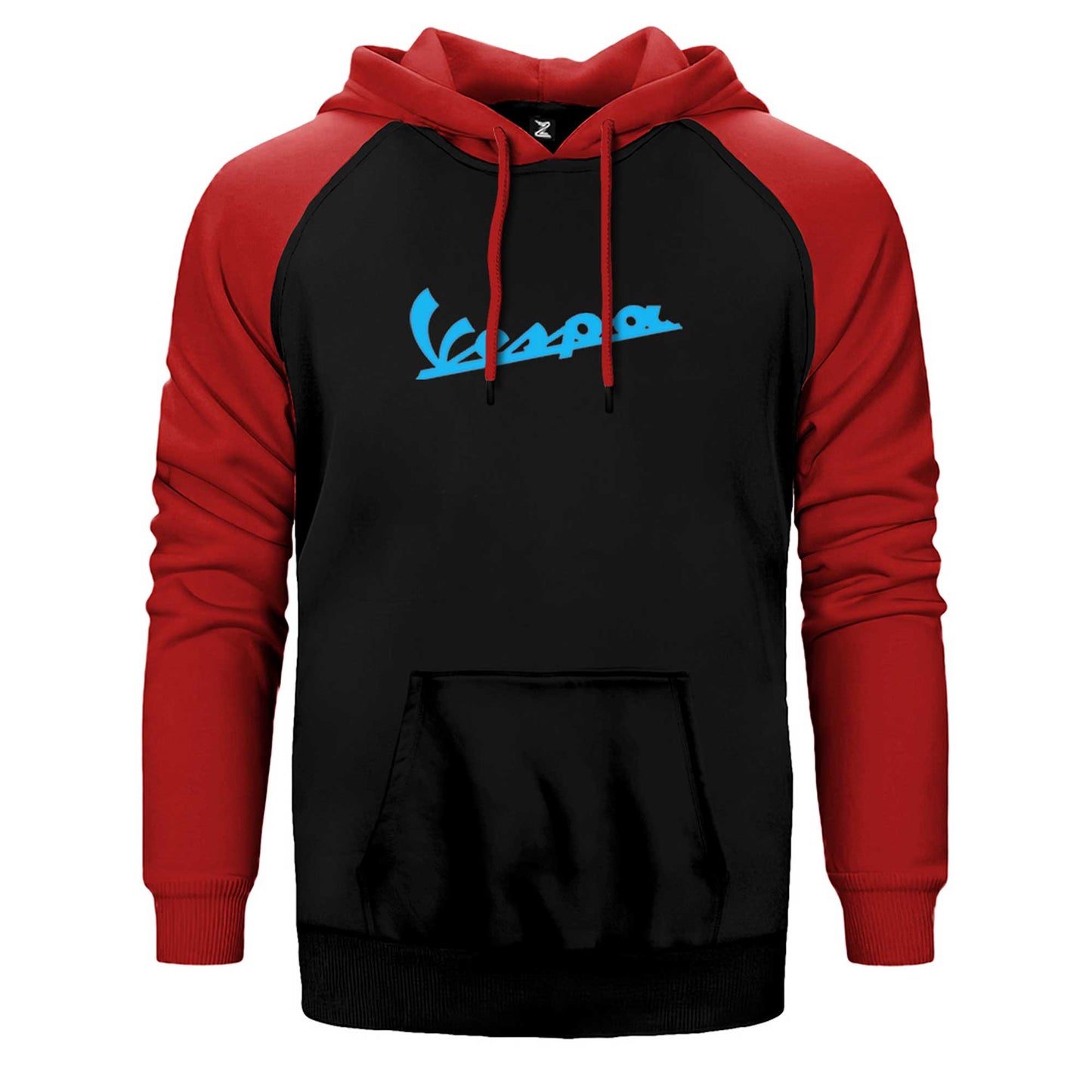 Vespa Text Blue Çift Renk Reglan Kol Sweatshirt / Hoodie