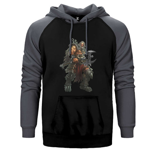 Diablo III Ruhların Reaper'ı Barbar Blizzard Entertainment Çift Renk Reglan Kol Sweatshirt / Hoodie