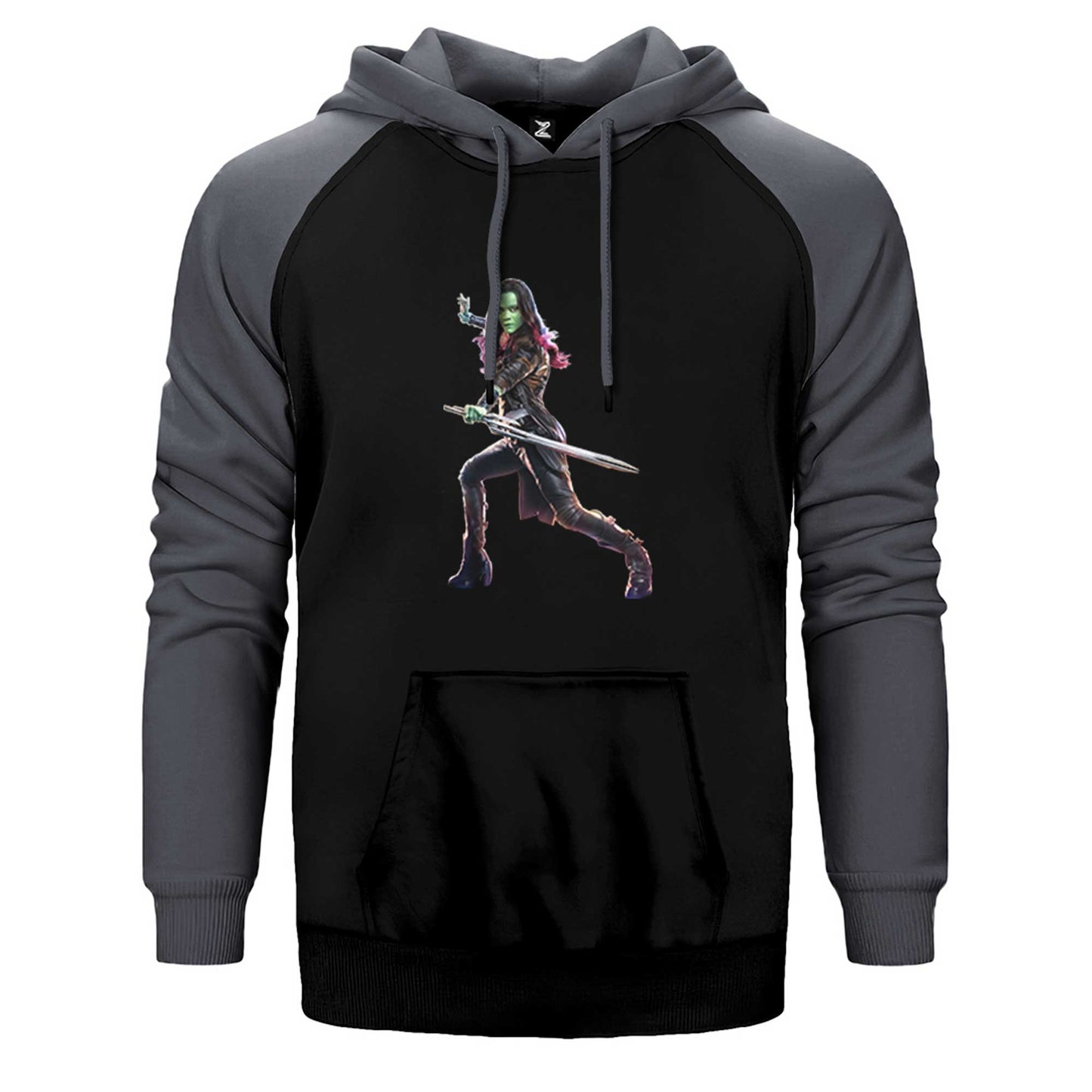 Galaksinin Koruyucuları Gamora Çift Renk Reglan Kol Sweatshirt / Hoodie