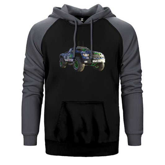 Off Road Yarış Arabası Çift Renk Reglan Kol Sweatshirt / Hoodie