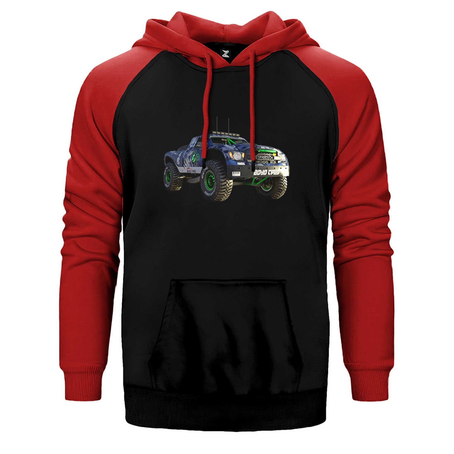 Off Road Yarış Arabası Çift Renk Reglan Kol Sweatshirt / Hoodie