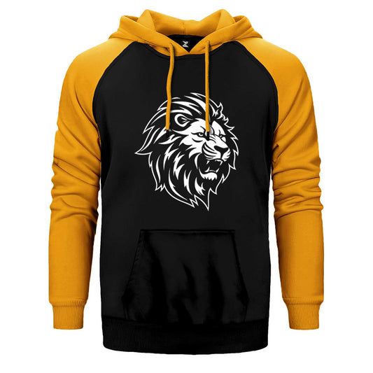 Black and White Lion Çift Renk Reglan Kol Sweatshirt / Hoodie