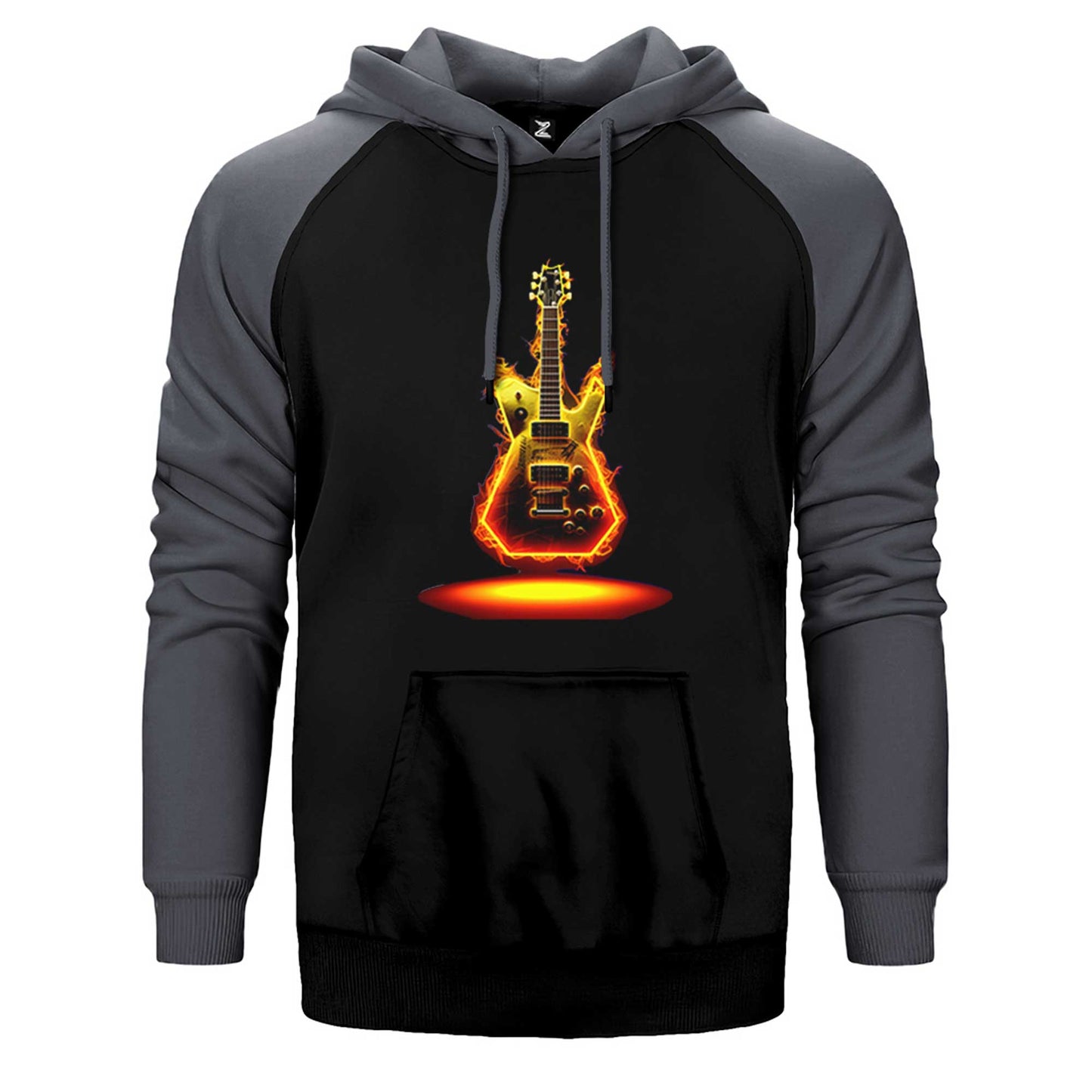 Electro Guitar Fire Çift Renk Reglan Kol Sweatshirt / Hoodie