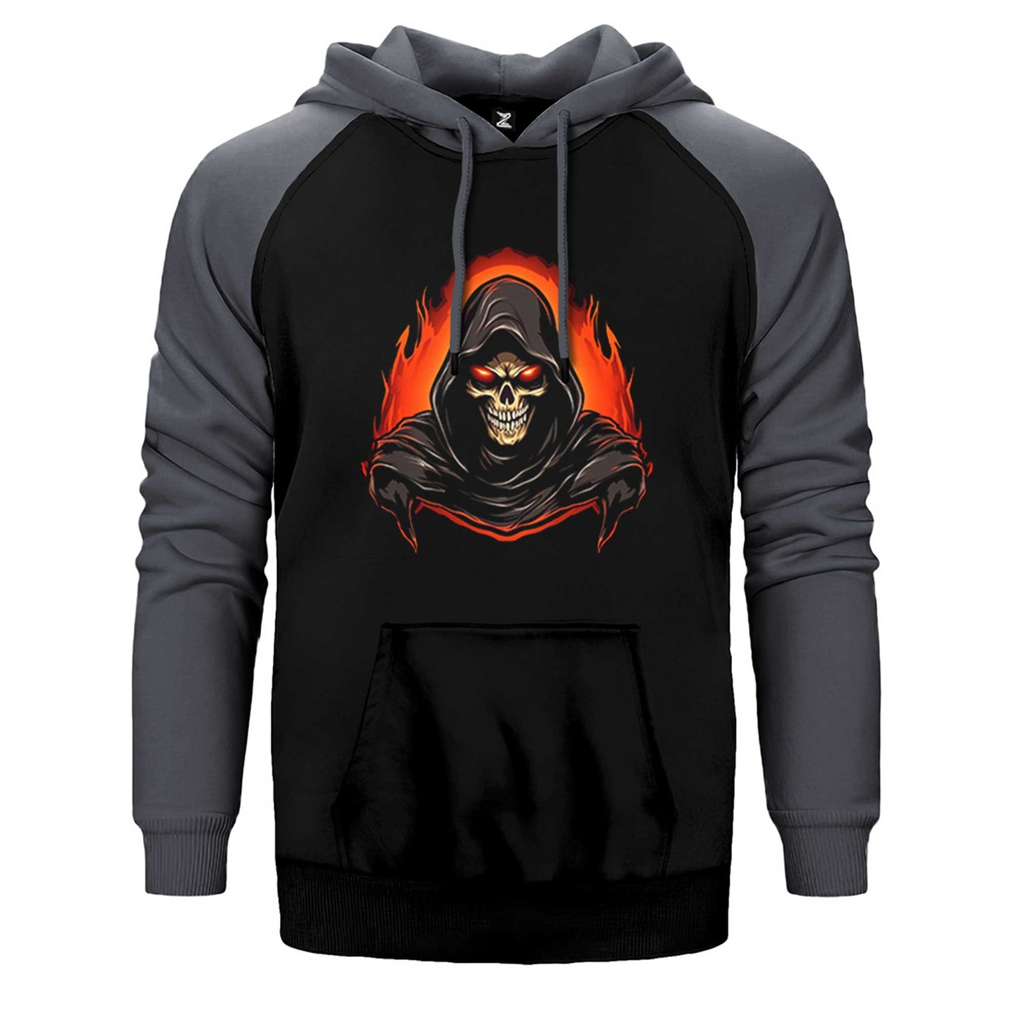 Skeleton Ghost Fire Çift Renk Reglan Kol Sweatshirt / Hoodie