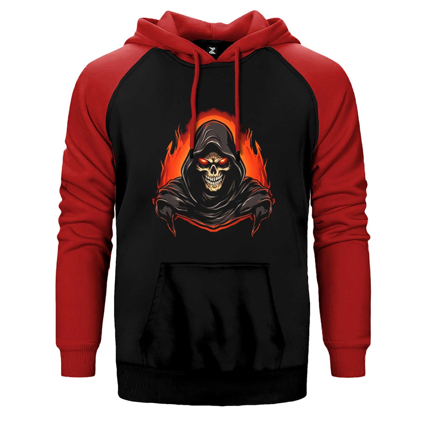 Skeleton Ghost Fire Çift Renk Reglan Kol Sweatshirt / Hoodie