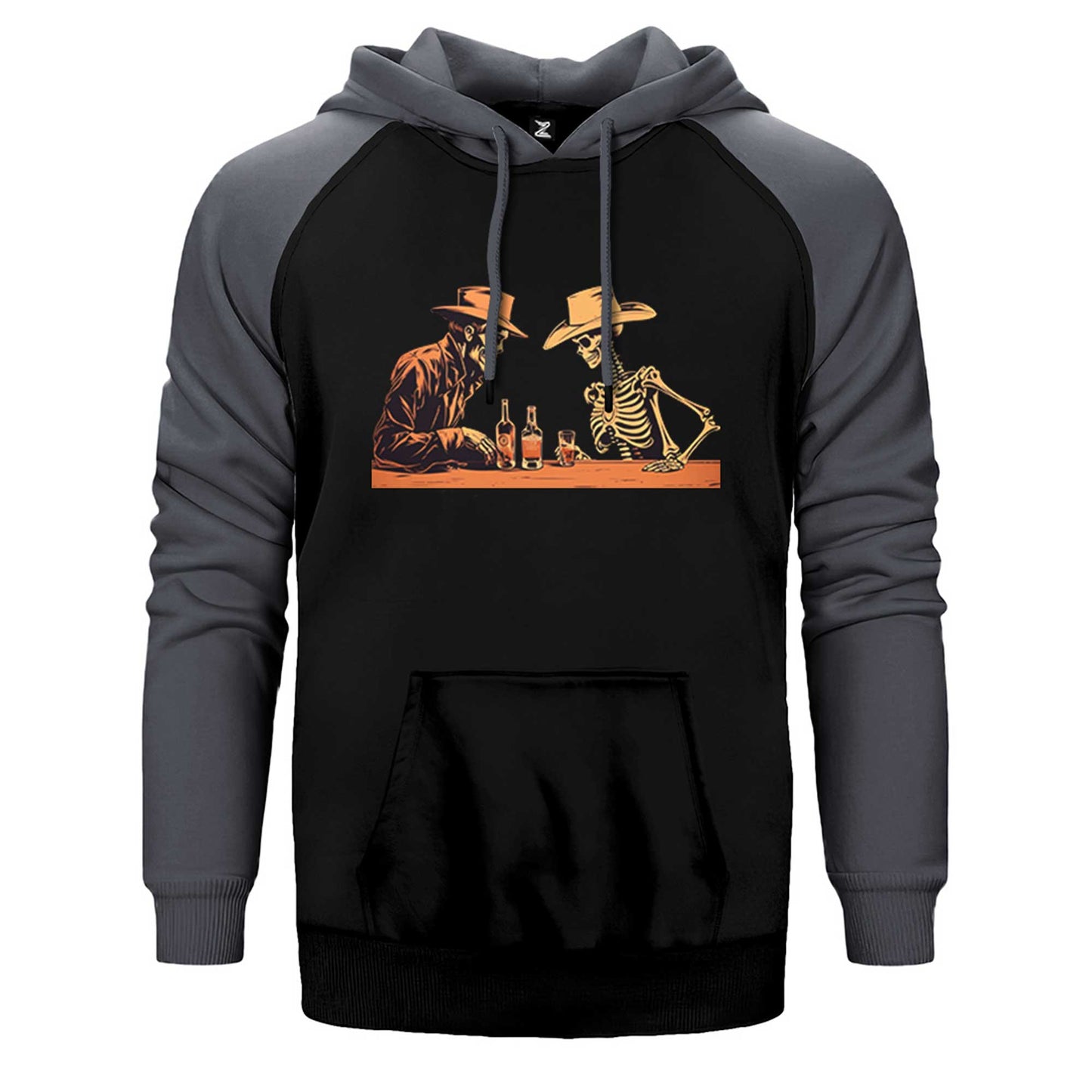 Skelton Cowboy Bar Çift Renk Reglan Kol Sweatshirt / Hoodie